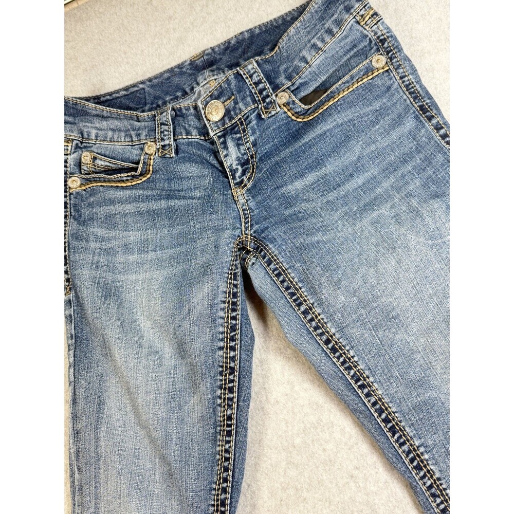 Seven7 Women's Size 27 Bootcut Jeans Medium Wash Blue Stretch Denim Embellished